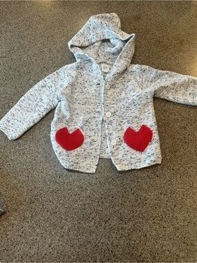 GAP Baby Hooded Cardigan with Red Heart Pockets